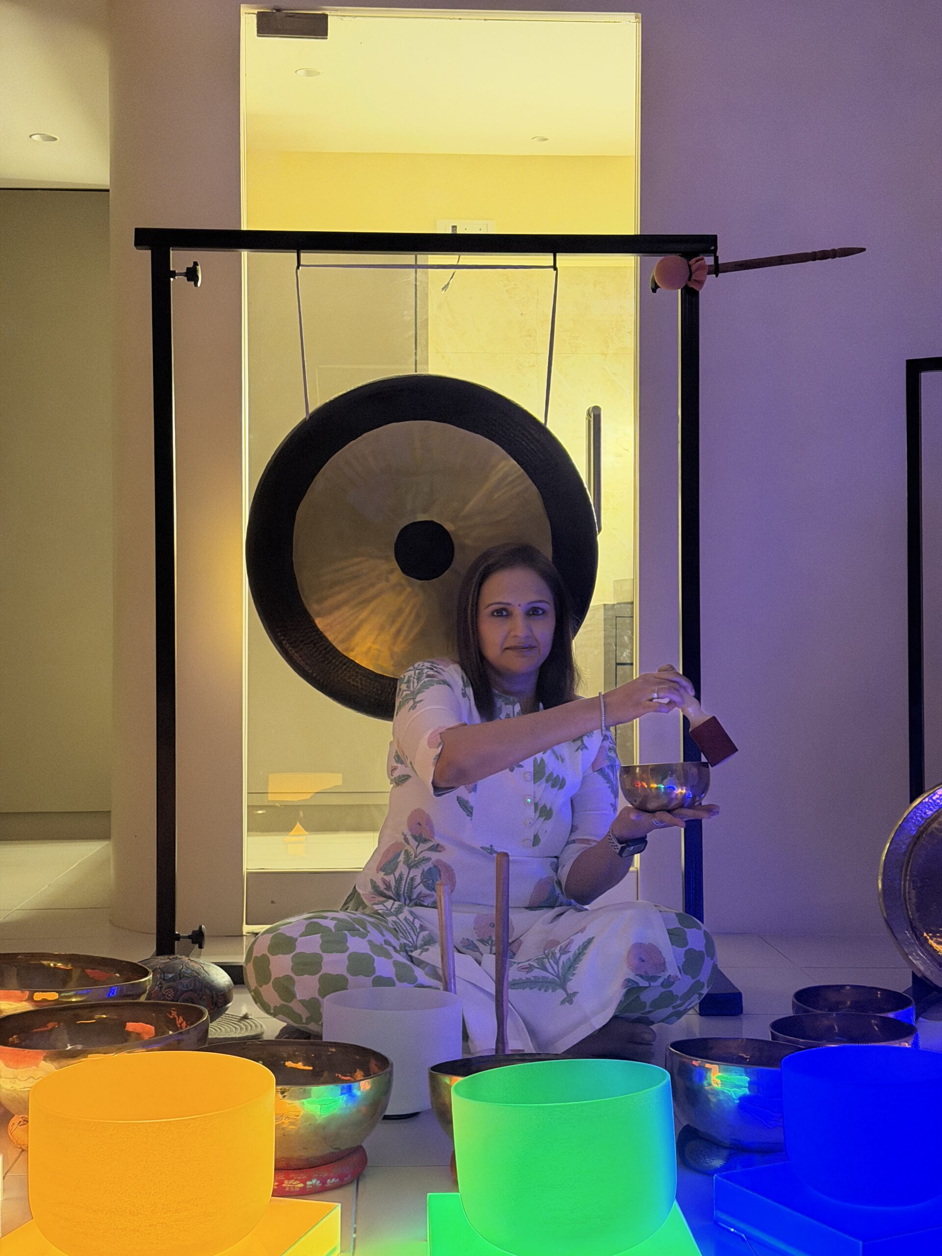 Sound healing session in Mumbai with singing bowls and tuning fork therapy at Chaitali Healing Hubb