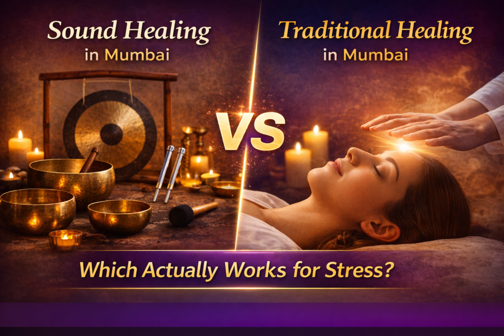 Sound healing therapy in Mumbai vs traditional healing methods for stress relief using singing bowls and energy healing