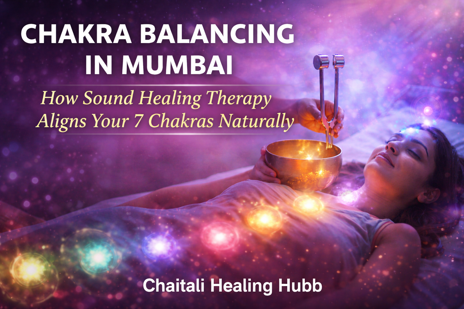 Chakra balancing in Mumbai with sound healing therapy using singing bowls and tuning forks for energy alignment