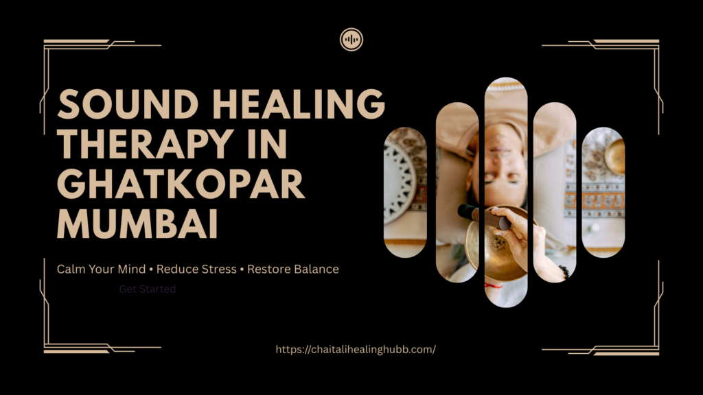 Sound healing therapy in Ghatkopar Mumbai session using singing bowls for stress relief and energy balance